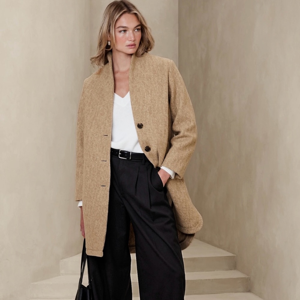 Banana Republic Shawl Collar Coat in Oatmeal Heather XXS Petite.